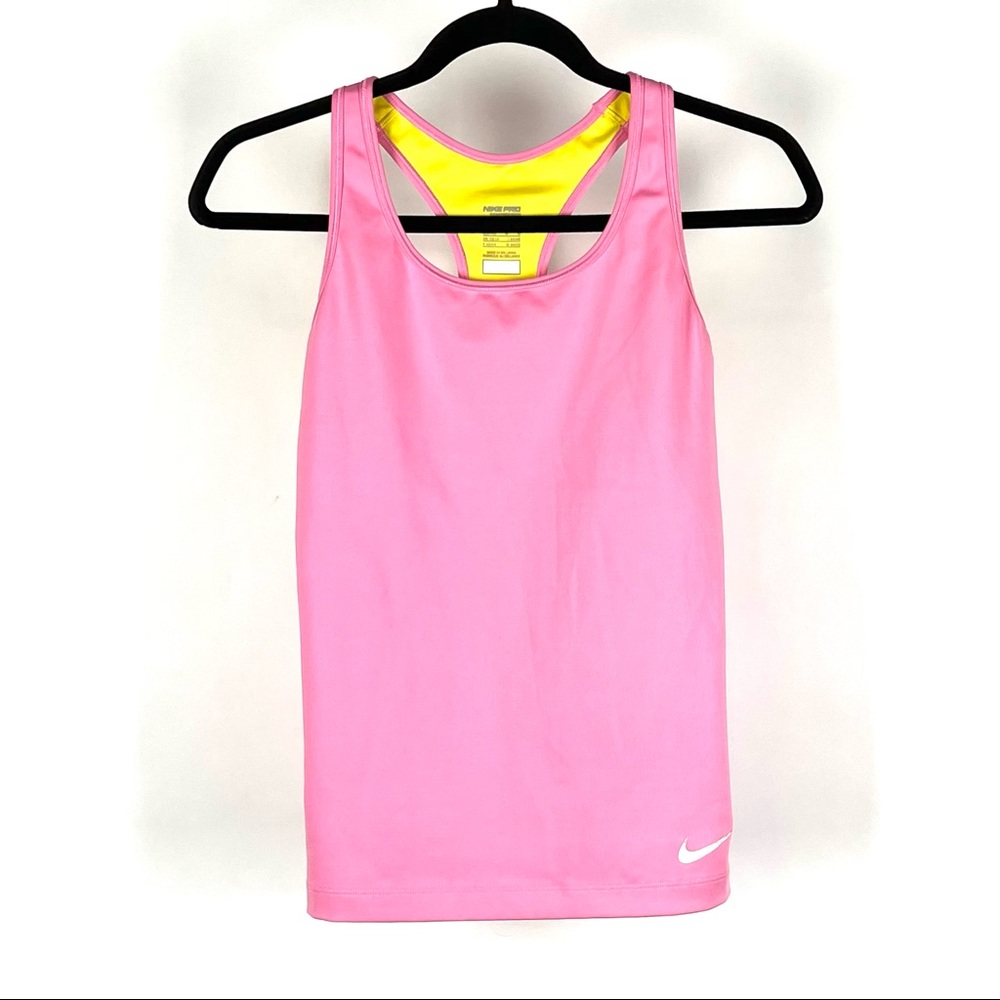 Nike Dri-Fit Women’s Pink & Yellow Racer Back Active Tank Top Shirt Medium